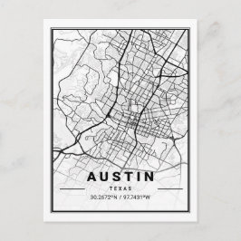 Postal Poster de mapas de ciudades de viaje de Austin Tex