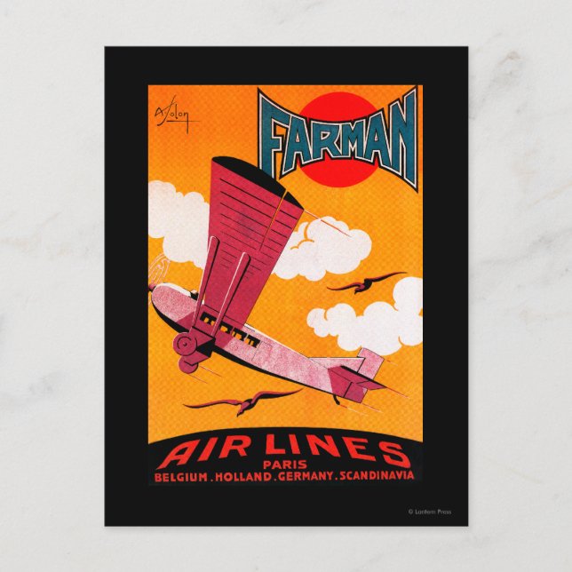 Postal Poster de Monoplano F-170 de Farman Brothers Airli (Anverso)
