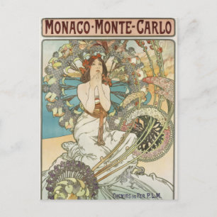Postal Poster de Mont-Carlo por Alphonse Mucha
