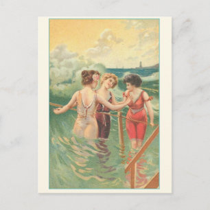 Postal Poster de nadadores de época