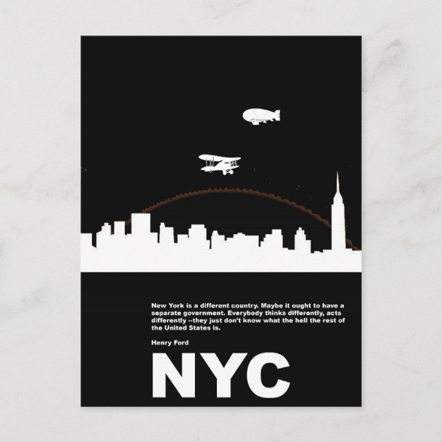 Postal Poster de Nueva York Black (Anverso)