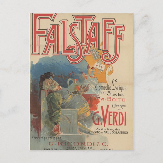 Postal Poster de ópera Falstaff (París première 1894) Pos (Anverso)