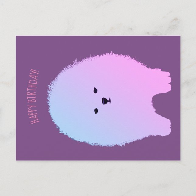Postal Póster de Perro Pomerania, Mascota Esponjosa (Anverso)