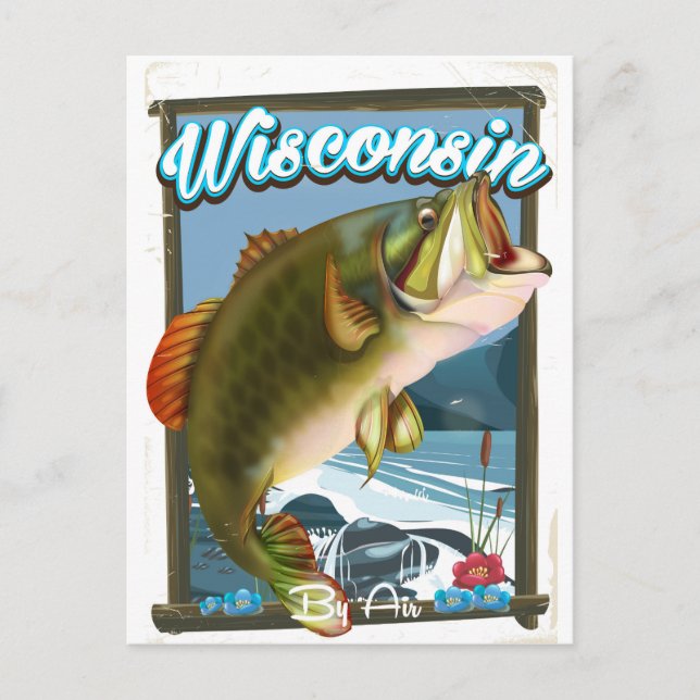 Postal Poster de pesca del Estado de Wisconsin (Anverso)
