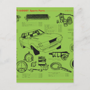 Postal POSTER de piezas de TA22 Celica Tosco