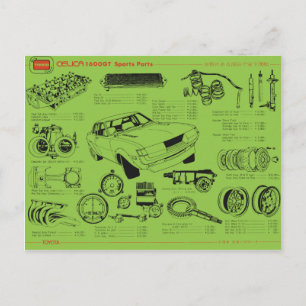 Postal POSTER de piezas de TA22 Celica Tosco