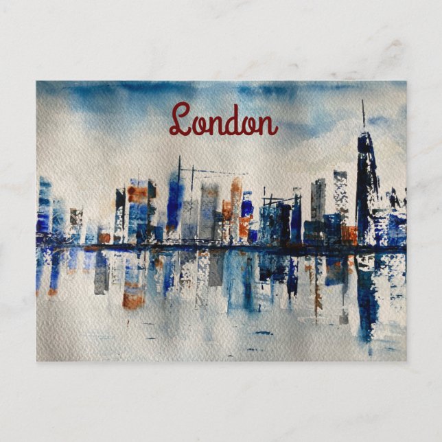 Postal Poster de pintura abstracta de London City Skyline (Anverso)