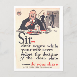Postal poster de "Placa limpia" para hombres durante post