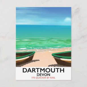 Postal Poster de playa Dartmouth Devon
