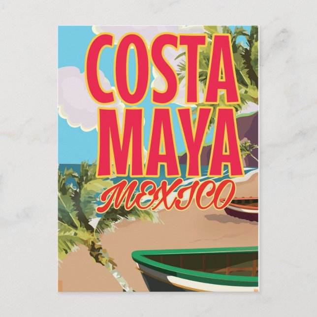 Postal Poster de playa de Costa Maya México (Anverso)