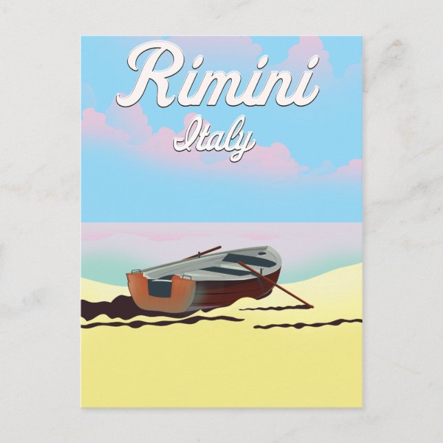 Postal Poster de playa de Rimini Italia (Anverso)