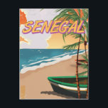 Postal Poster de playa de Senegal<br><div class="desc">Poster de playa de Senegal. Poster de vacaciones de posters de playa de Senegal. Visita Senegal,  África.</div>