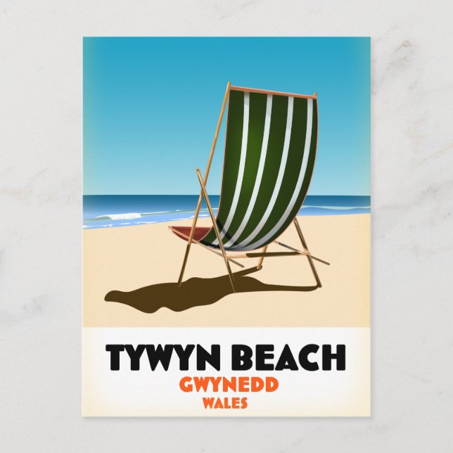 Postal Poster de playa de Tywyn Beach Gwynedd Gales (Anverso)