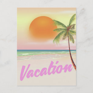 Postal Póster de playa de vacaciones vintage de los 80