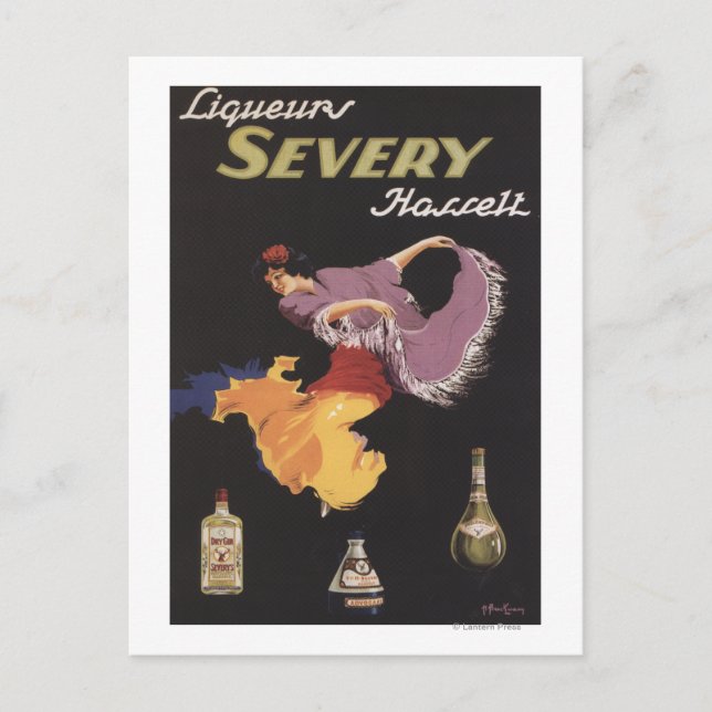 Postal Poster de promoción de Liqueurs Severy Hasselt (Anverso)