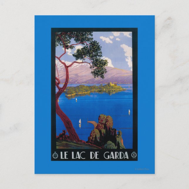 Postal Poster de promoción de viajes en el lago de Garda (Anverso)