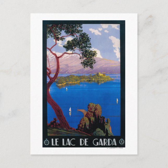 Postal Poster de promoción de viajes en el lago de Garda (Anverso)