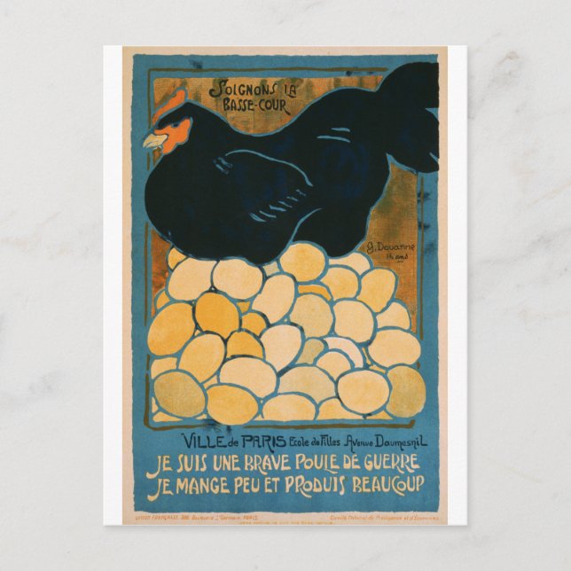 Postal Poster de propaganda de guerra francesa - Good Hen (Anverso)