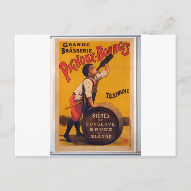 Postal Poster de publicidad de cerveza de época Brasserie (Anverso)