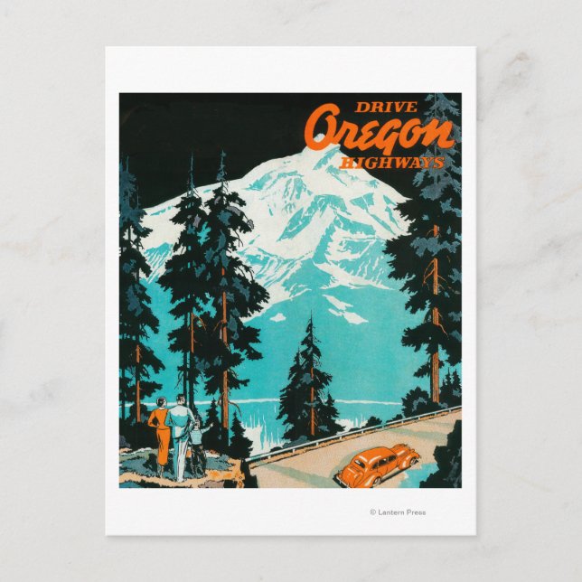Postal Poster de publicidad de Oregon Highways (Anverso)