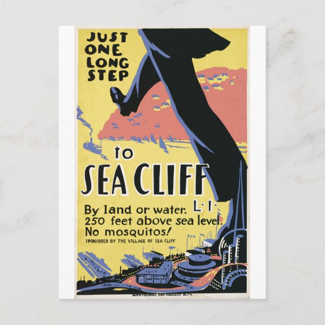 Postal Poster de Publicidad de Sea Cliff en Nueva York (Anverso)