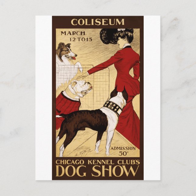 Postal Poster de publicidad en el Show de Perros del Club (Anverso)