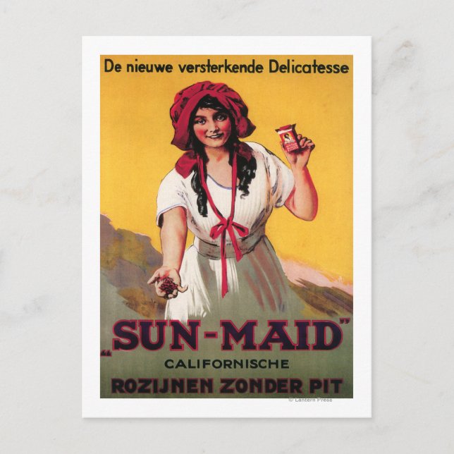 Postal Poster de Raisin de Sun-Maid California (Anverso)