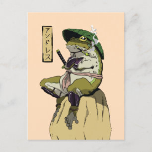 Postal Póster de Rana Samurái Impresión en Lona Falsa Acr