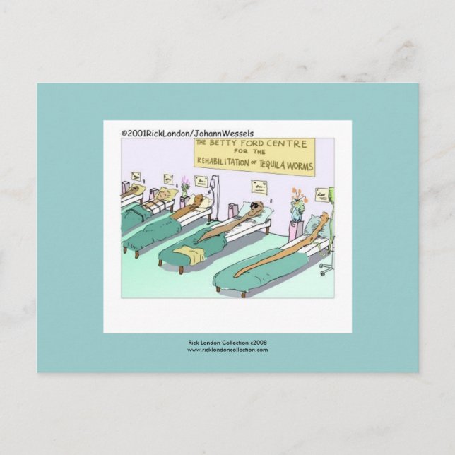 Postal Poster de rehabilitación de gusanos de Tequila (Anverso)