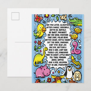 Postal Póster de Rima de Adiós Cocodrilo – Animal Cute