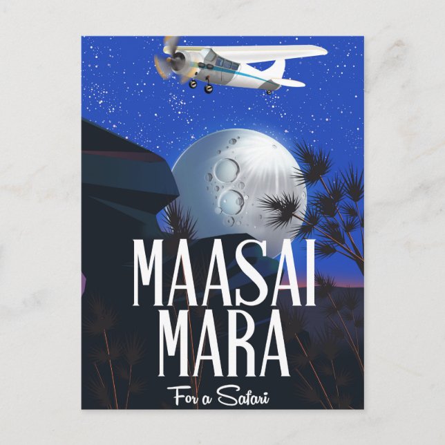 Postal Póster de safari a Massai Mara, Kenia! (Anverso)