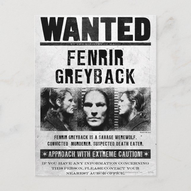 Postal Póster de Se Busca: Fenrir Greyback (Anverso)