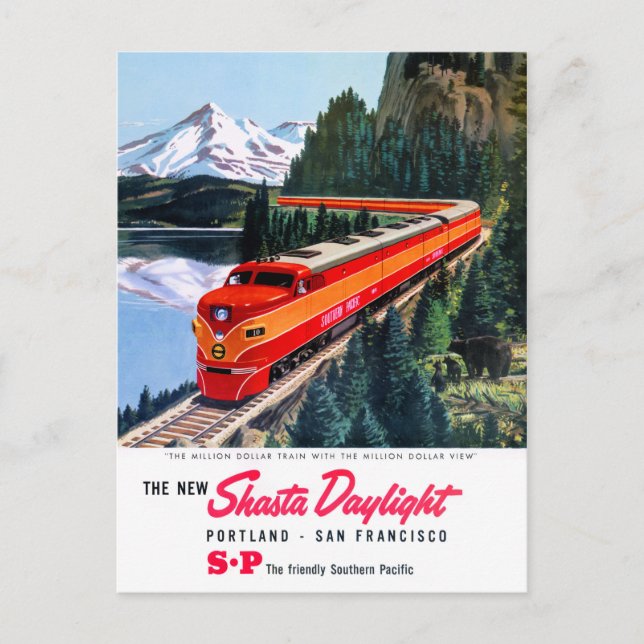 Postal Poster de Shasta Daylight Portland San Francisco (Anverso)