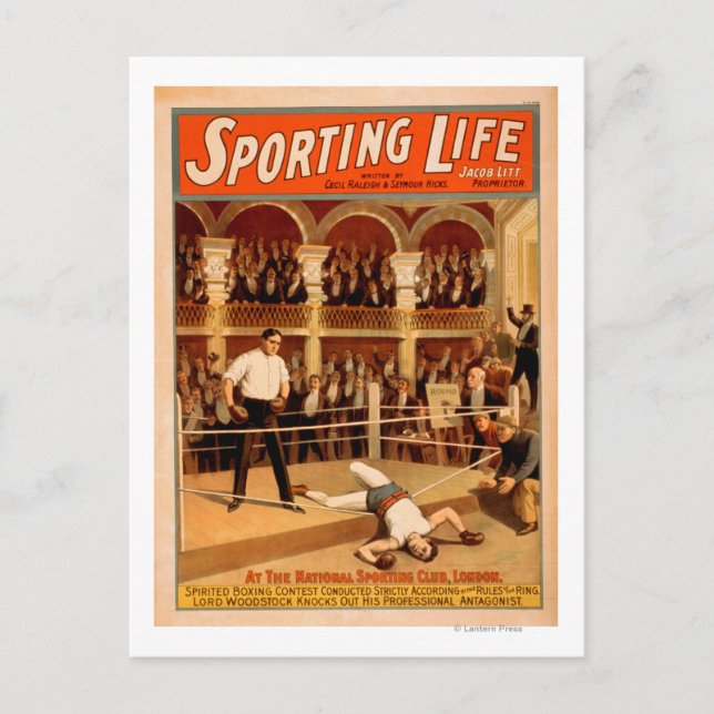 Postal poster de teatro de boxeo "Sporting Life" (Anverso)