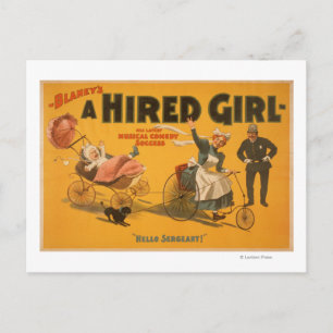Postal poster de teatro de comedia "Un Chica contratado"