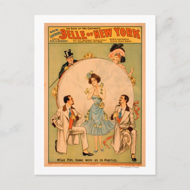 Postal poster de teatro musical "Belle of New York" (Anverso)