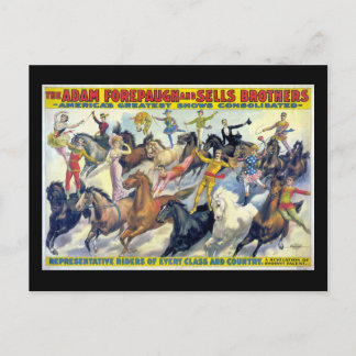 Postal Poster de Teatro Vintage de Circus Riders