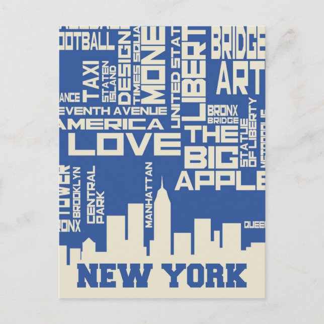 Postal Poster de tipografía de Nueva York (Anverso)