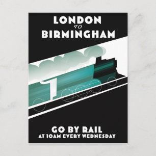 Postal Póster de tren de Londres a Birmingham