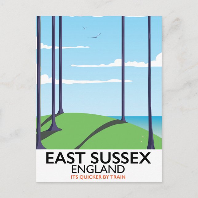 Postal Poster de trenes East Sussex, Inglaterra (Anverso)