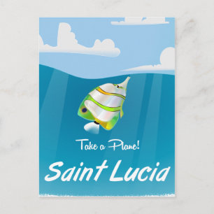 Postal Póster de vacaciones antiguas de Santa Lucía