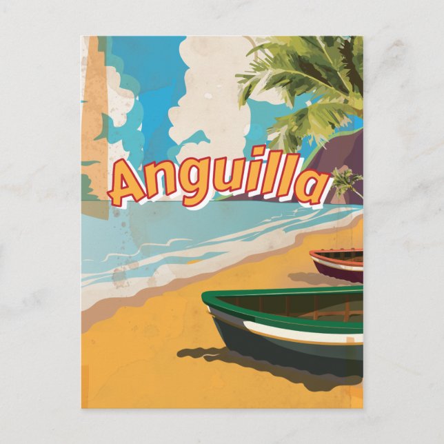 Postal Poster de vacaciones de Anguilla Vintage (Anverso)