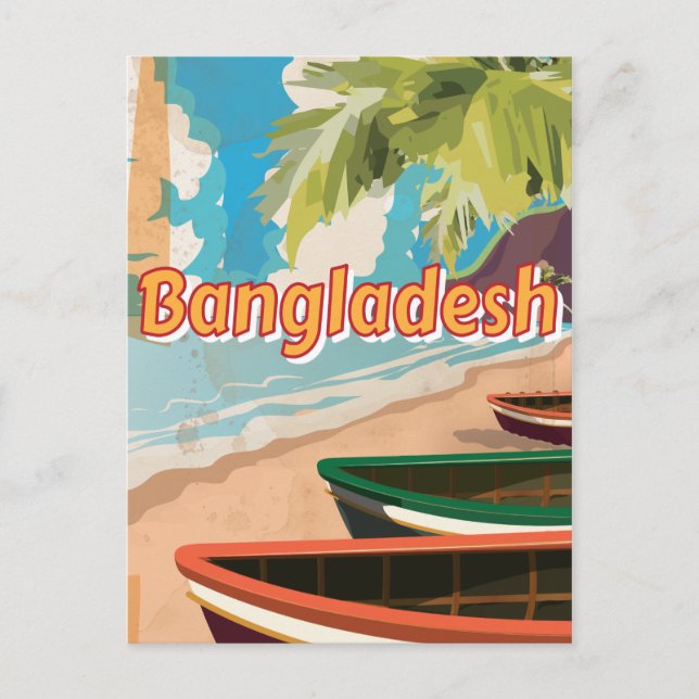 Postal Poster de vacaciones de Bangladesh Vintage (Anverso)