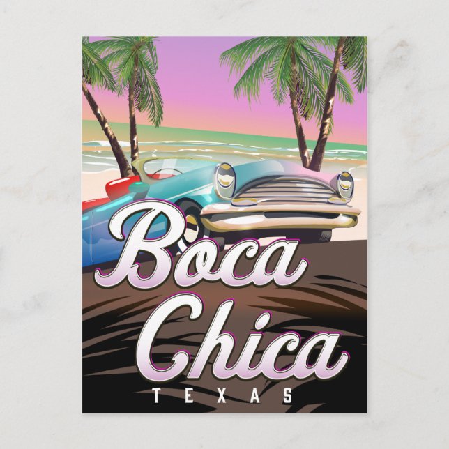 Postal Póster de vacaciones de Boca Chica Texas (Anverso)