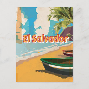 Postal Poster de vacaciones de El Salvador Vintage