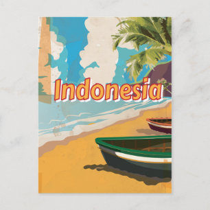 Postal Poster de vacaciones de Indonesia Vintage