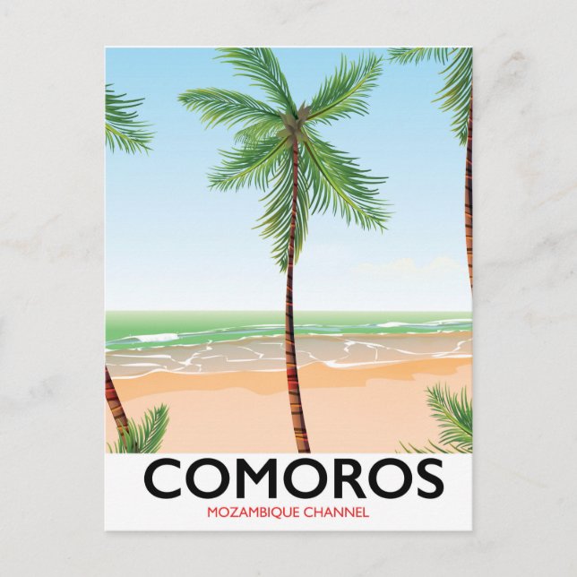 Postal Poster de vacaciones de la isla de las Comoras. (Anverso)