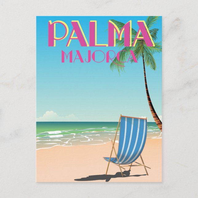 Postal Póster de vacaciones de playa en Palma de Mallorca (Anverso)