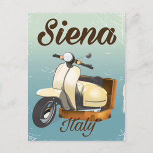 Postal Póster de vacaciones de scooter Siena Italia