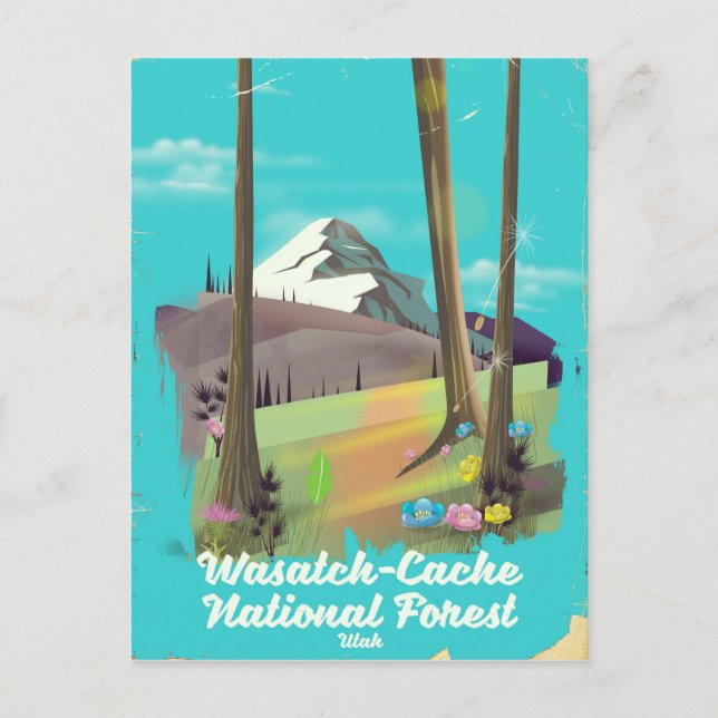 Postal Poster de vacaciones de Wasatch Cache National For (Anverso)